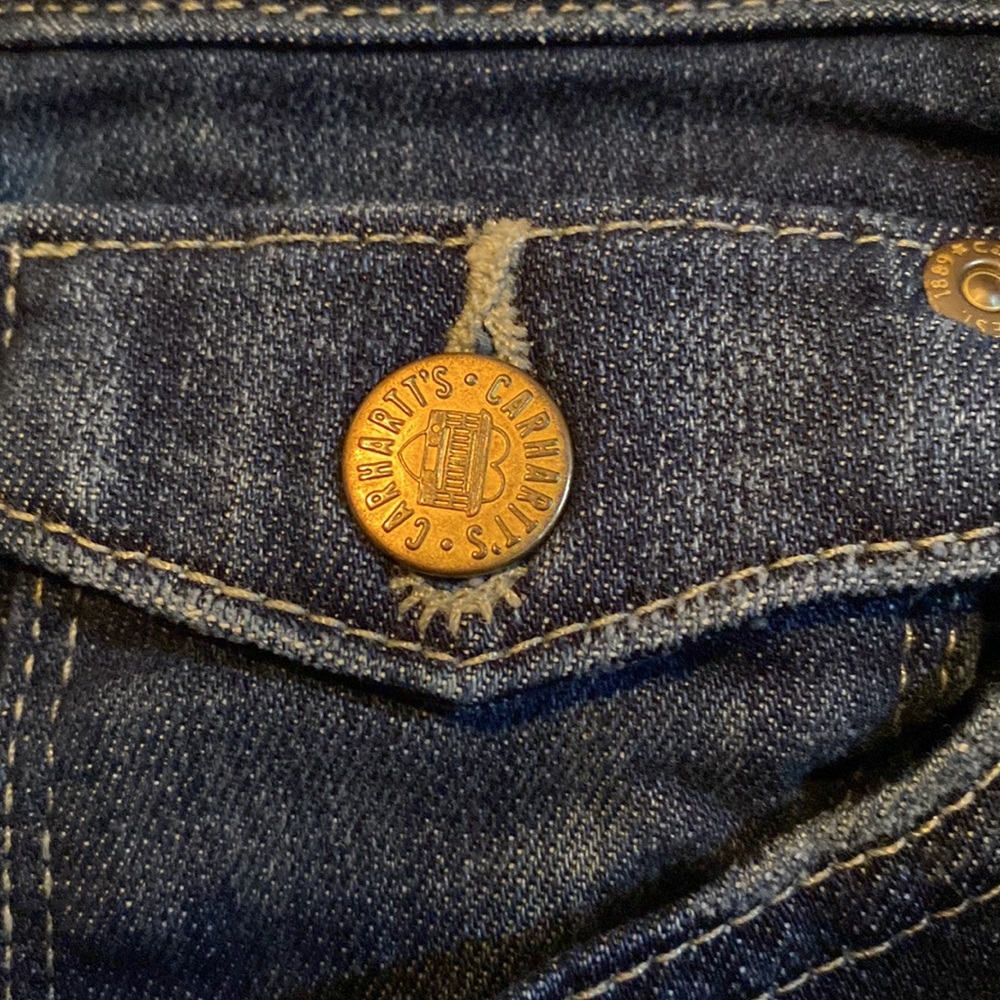 Womens Carhartt Denim Jeans Capri Pants Sz 6 Curvy Fit Cuffed EUC - Picture 3 of 8